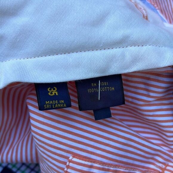 Polo Golf Ralph Lauren Men's Red and White Striped Seersucker Chino Shorts Size - Picture 7 of 7